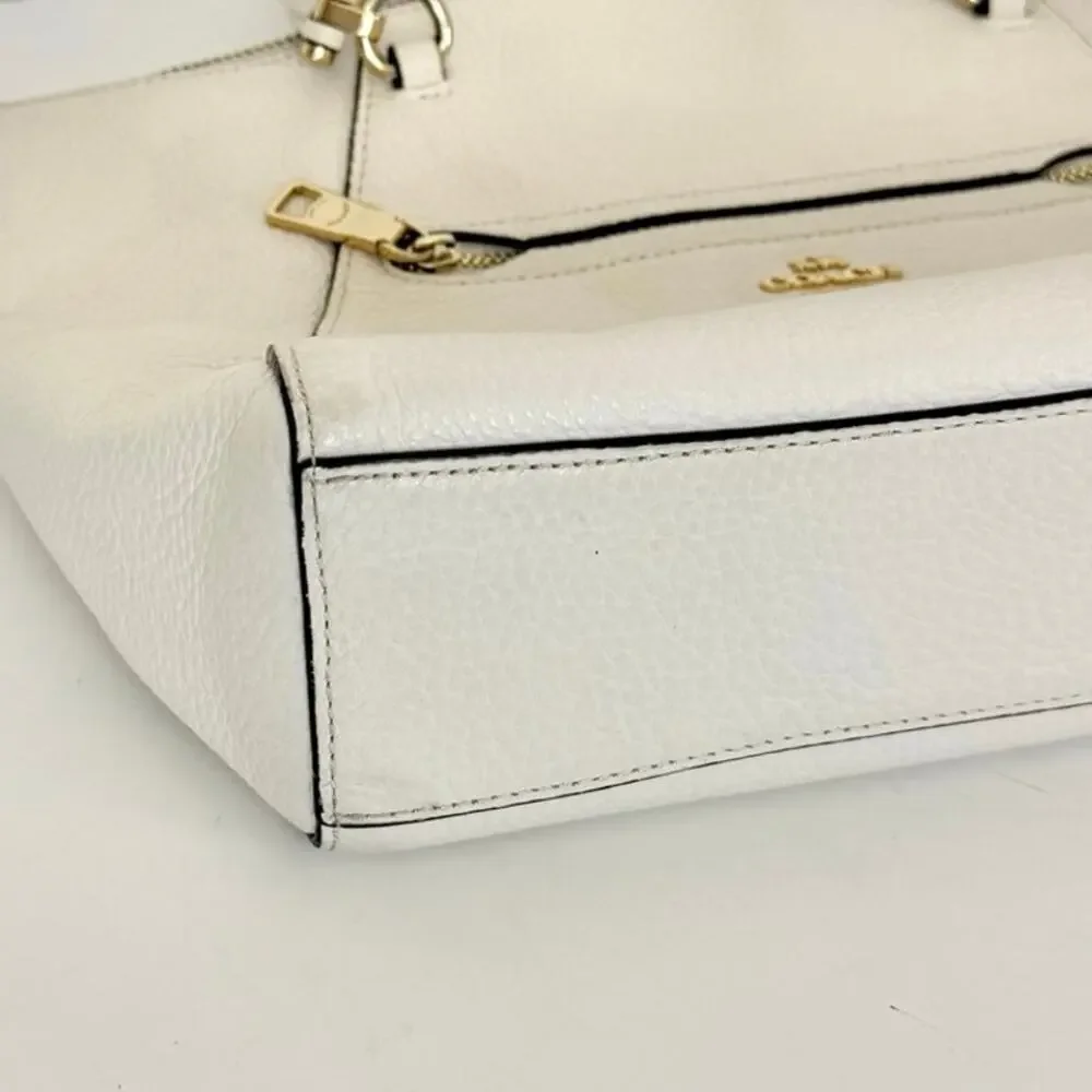Coach Prairie Satchel Shoulder Crossbody Bag Polished Pebble Leather Chalk 79997